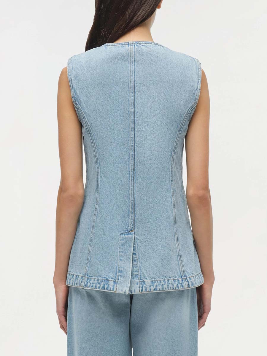 Denim Sleeveless Top & Barrel Leg Jeans
