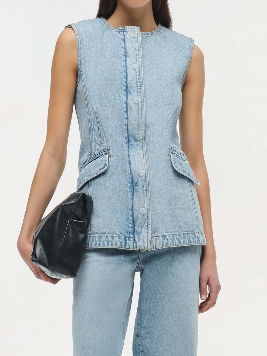 Denim Sleeveless Top & Barrel Leg Jeans