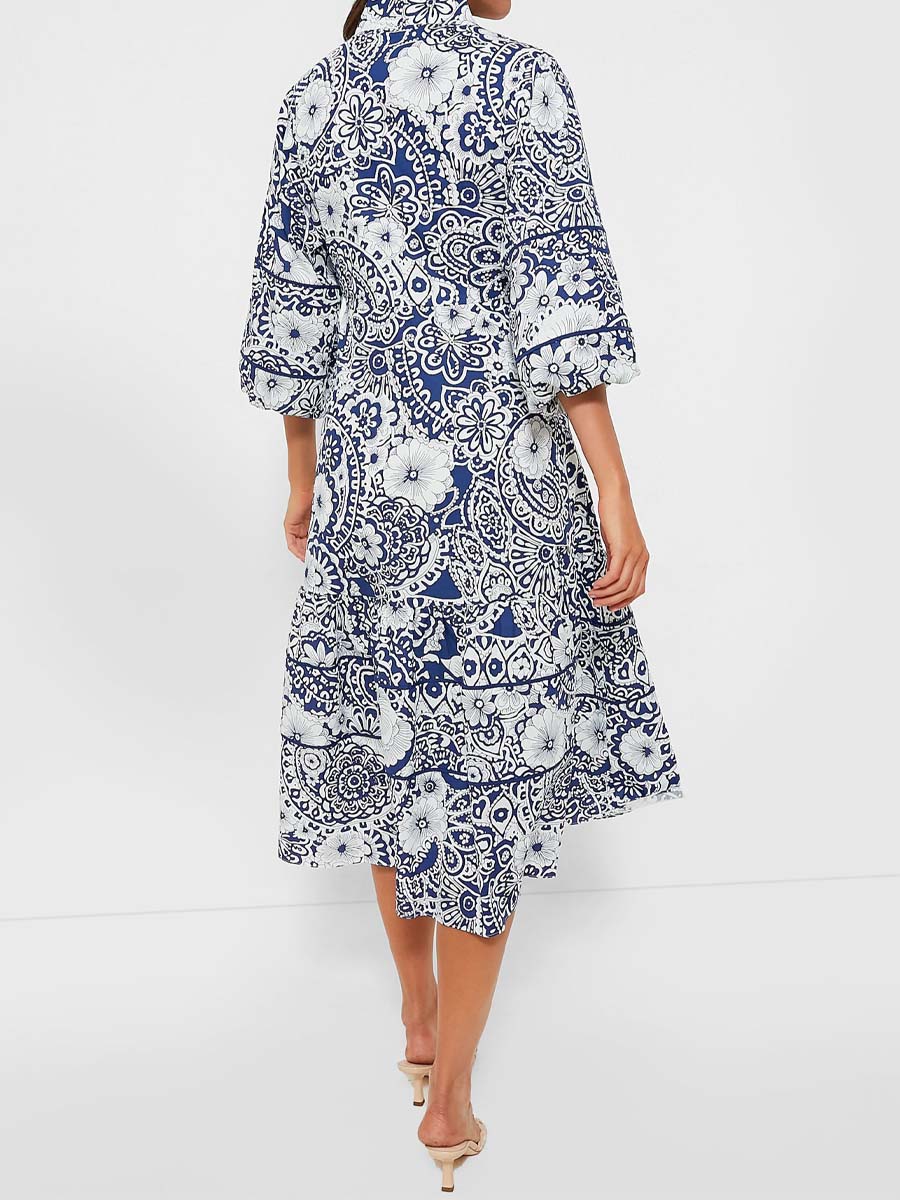 Floral Print Puff Sleeve Maxi Dress