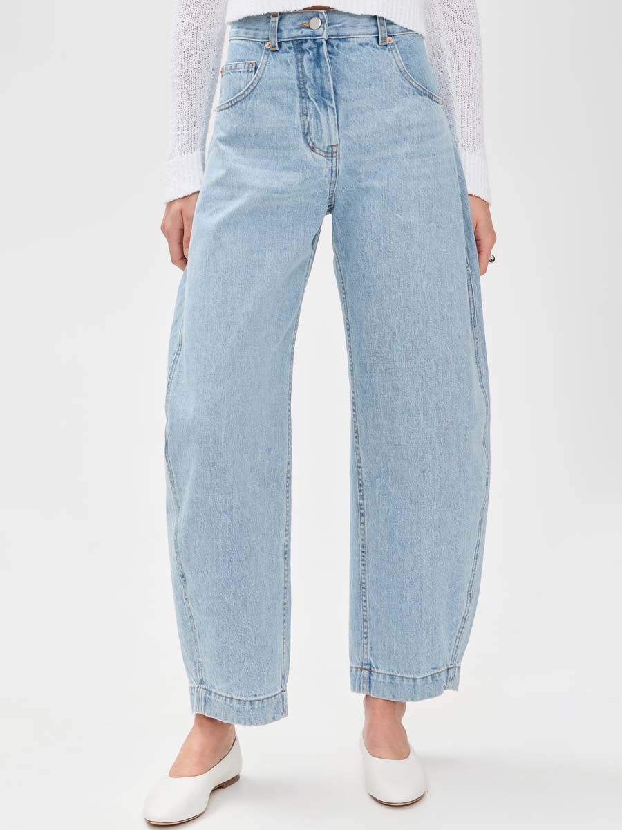 Denim Sleeveless Top & Barrel Leg Jeans