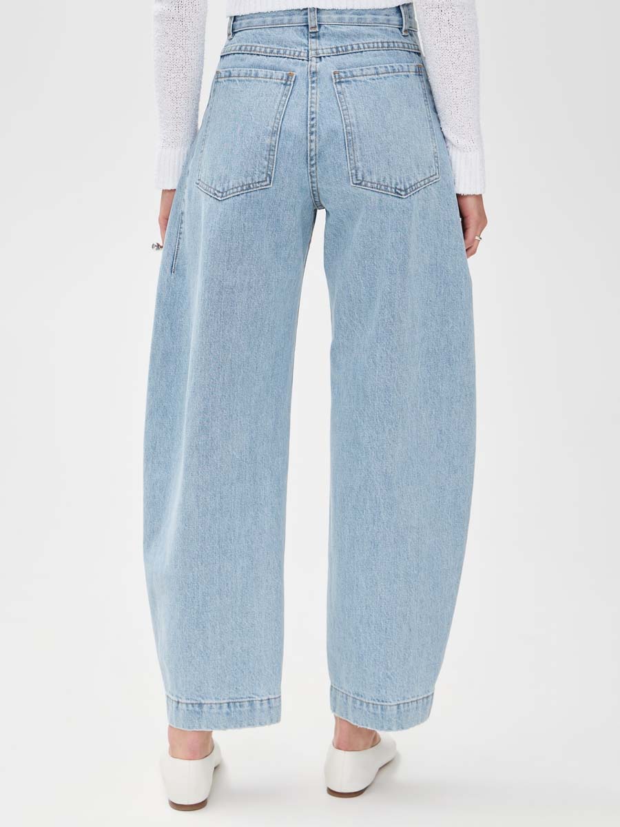 Denim Sleeveless Top & Barrel Leg Jeans