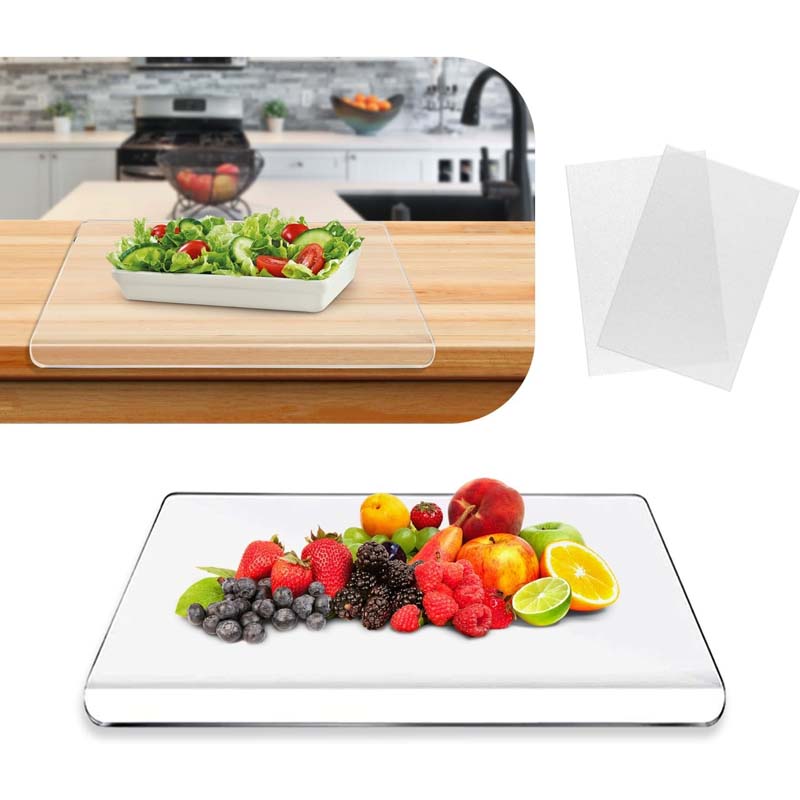 Acrylic Cutting Board With Counter Lip Waste Container Clear Cutting Boards for Kitchen Counter Non Sli