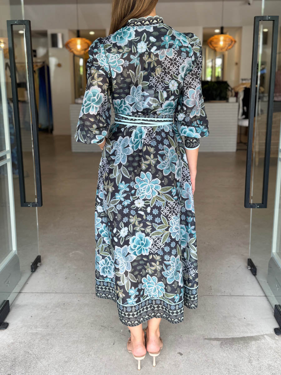 Elegant Printed Belted Maxi Dress