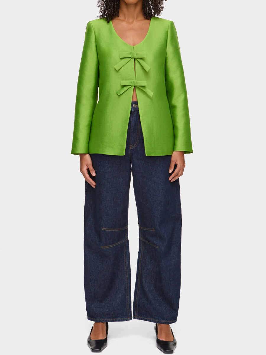Bow Detail Crew Neck Blazer