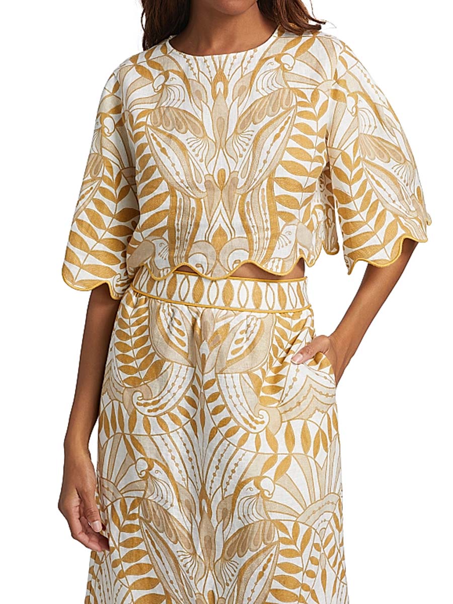 Printed Elbow-length Sleeve Two Pieces Dress