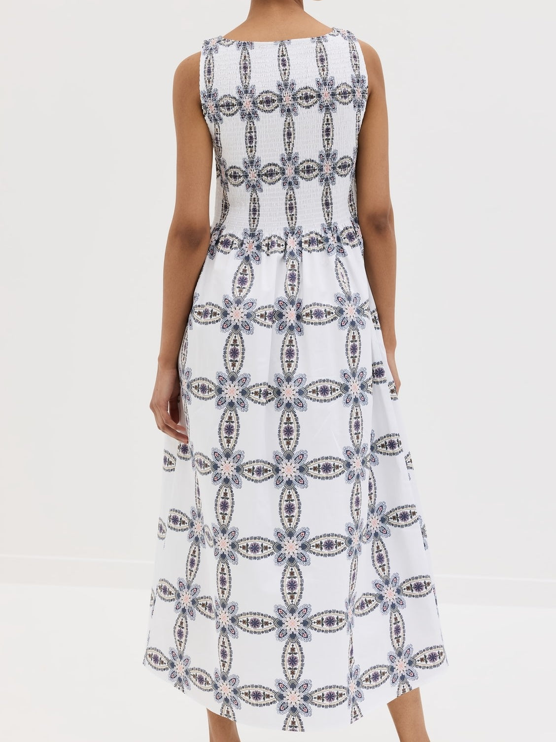 Black And White Printed Sleeveless Dress