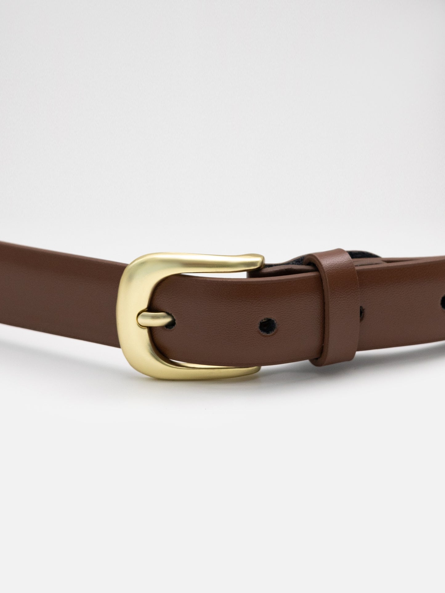 Eco-leather Belt With Golden Buckle And Matching Loops