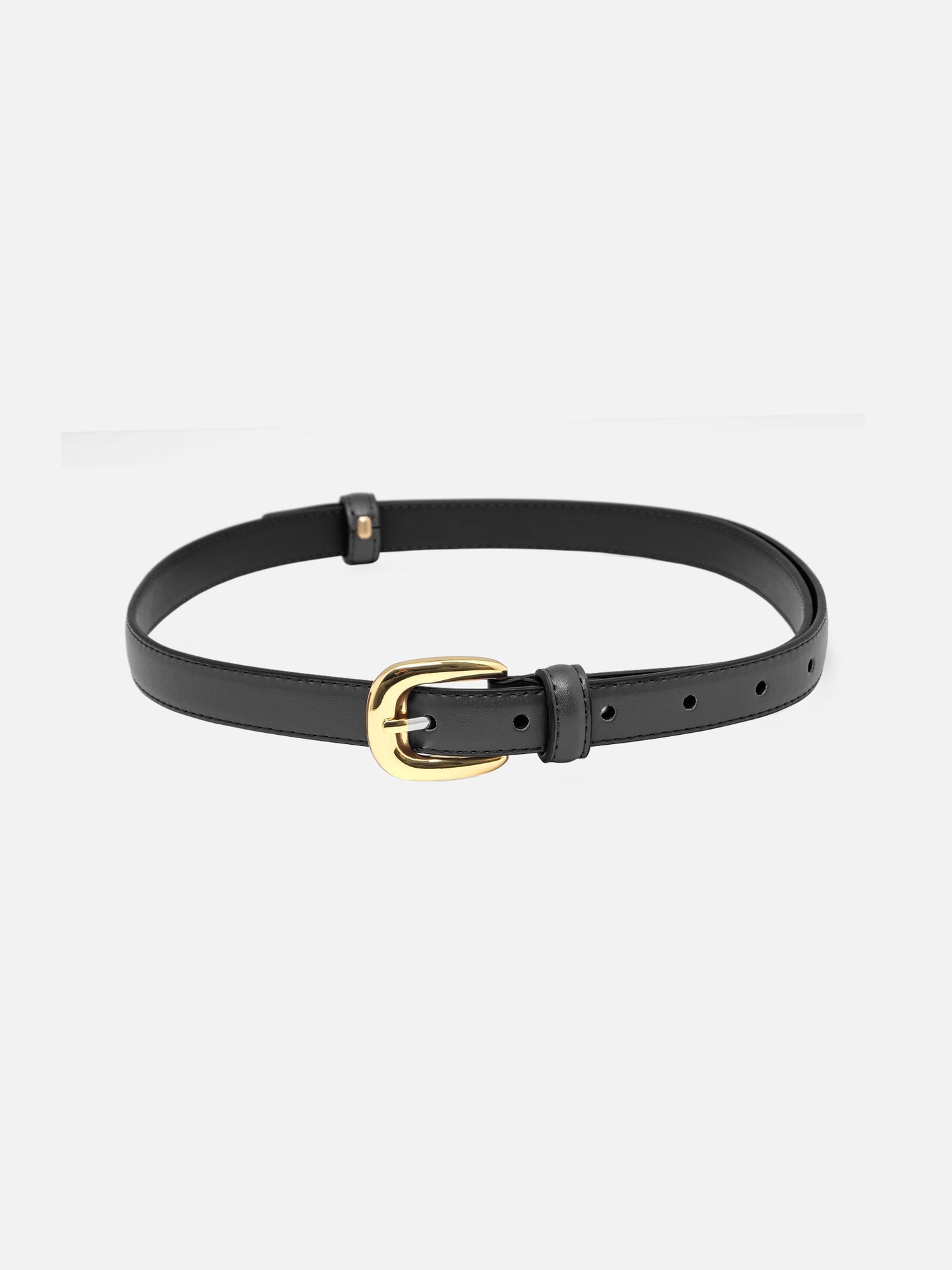 Eco-leather Belt With Golden Buckle And Matching Loops