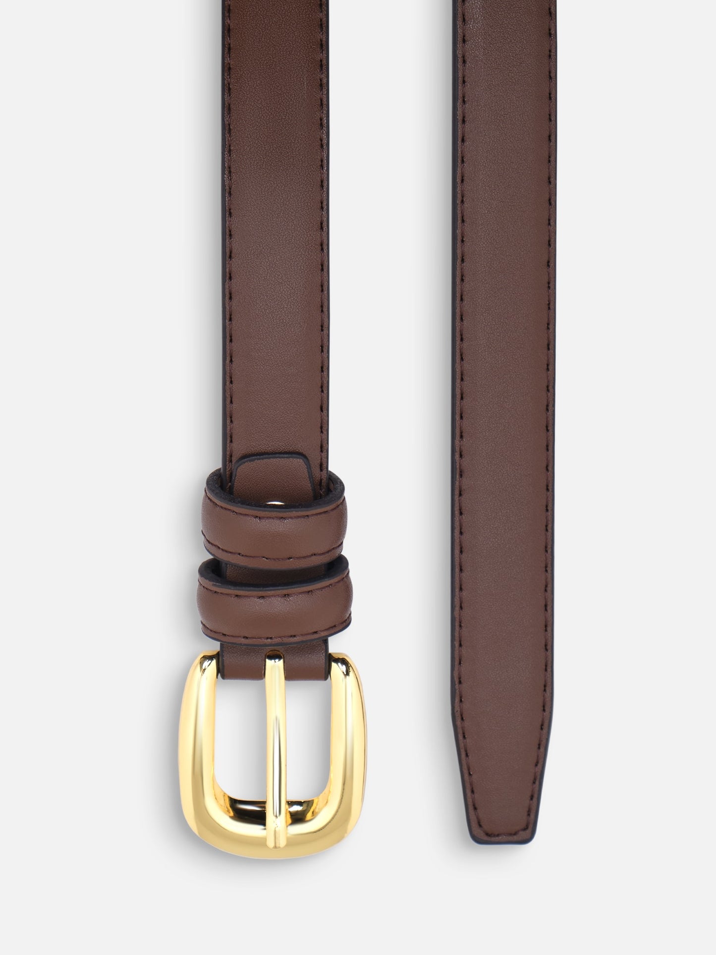 Eco-leather Belt With Golden Buckle And Matching Loops