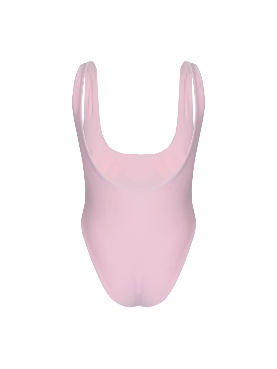 Scoop Back Tropical Swimsuit Pink