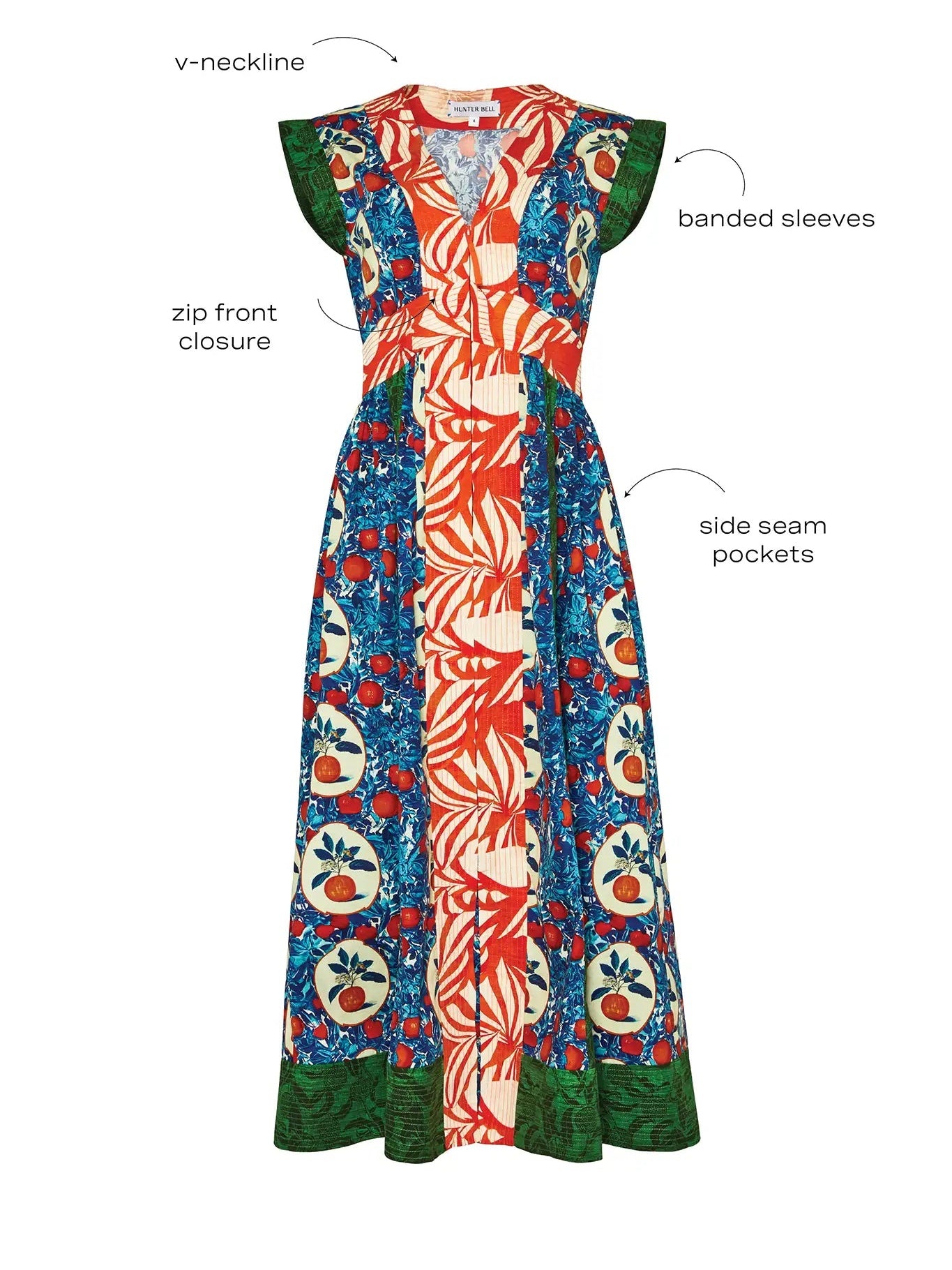 Ruffled Sleeve V Neck Printed Maxi Dress