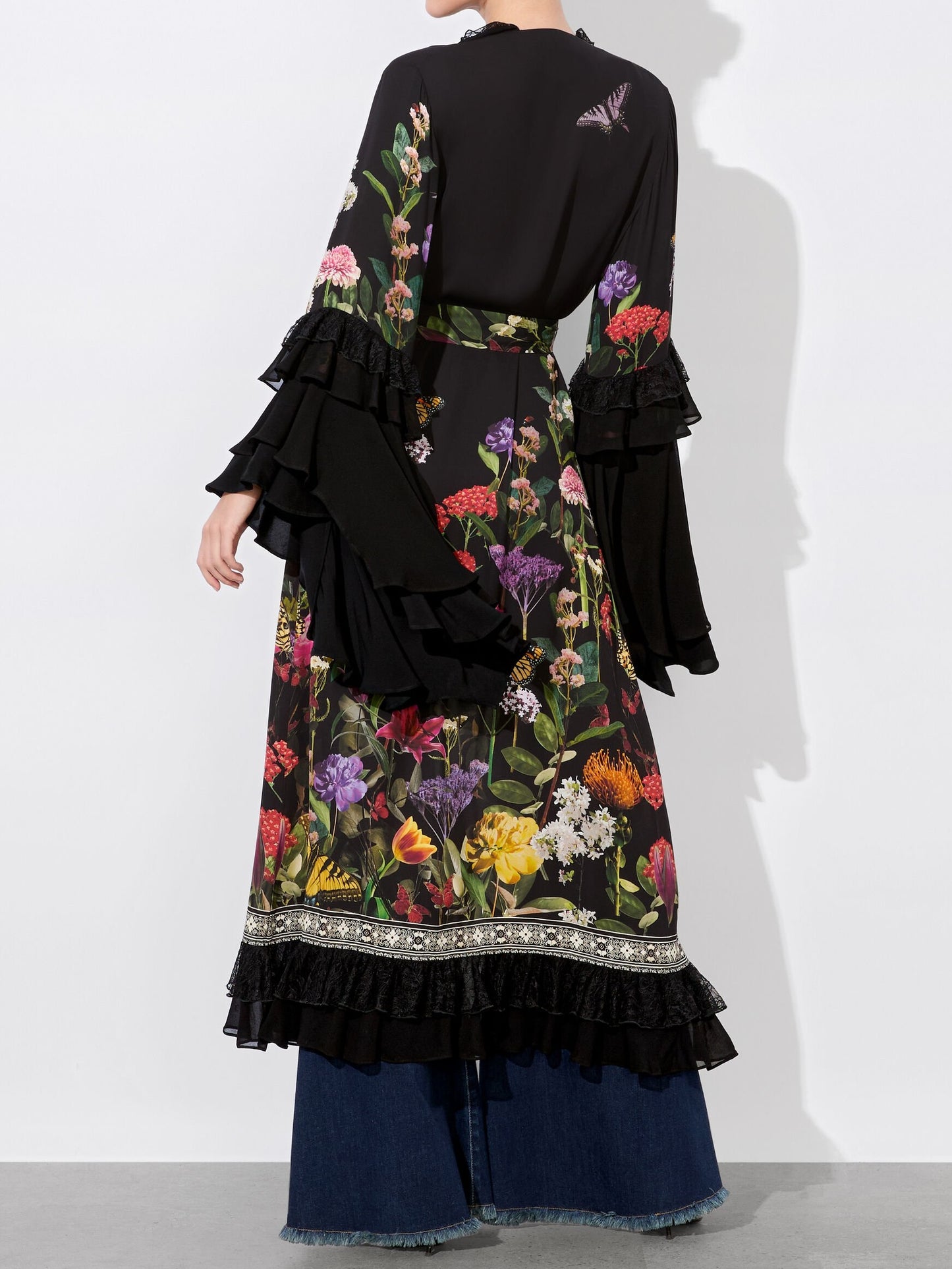 Lace Ruffles Maxi Robe