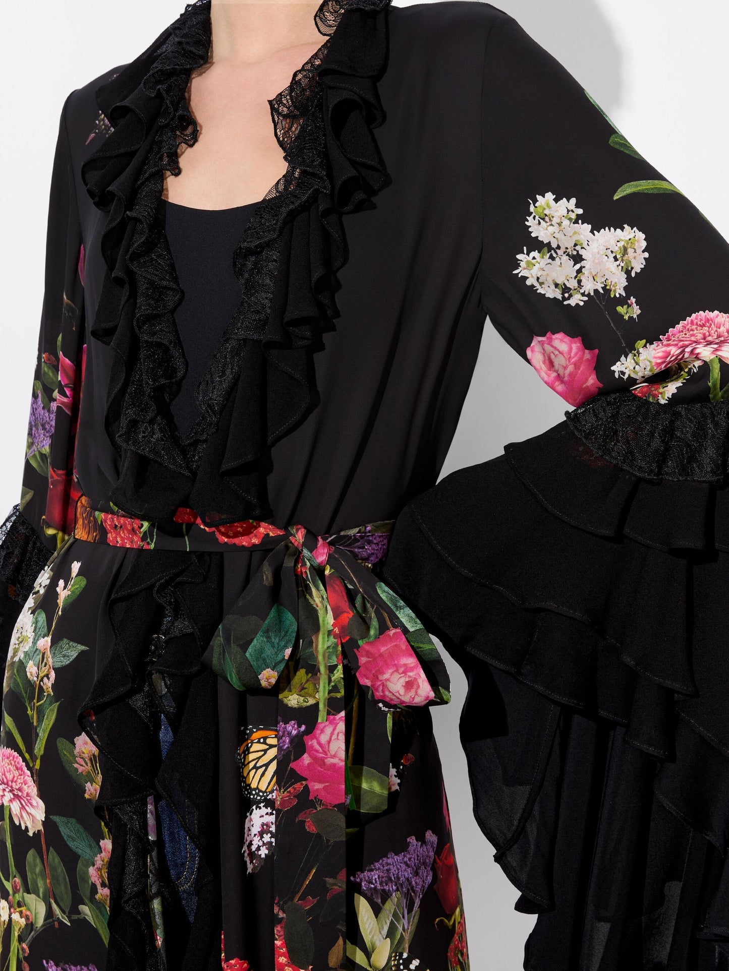 Lace Ruffles Maxi Robe