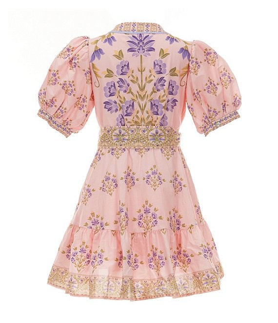 Little Girls 2T-6X Bubble Sleeve Floral Dress