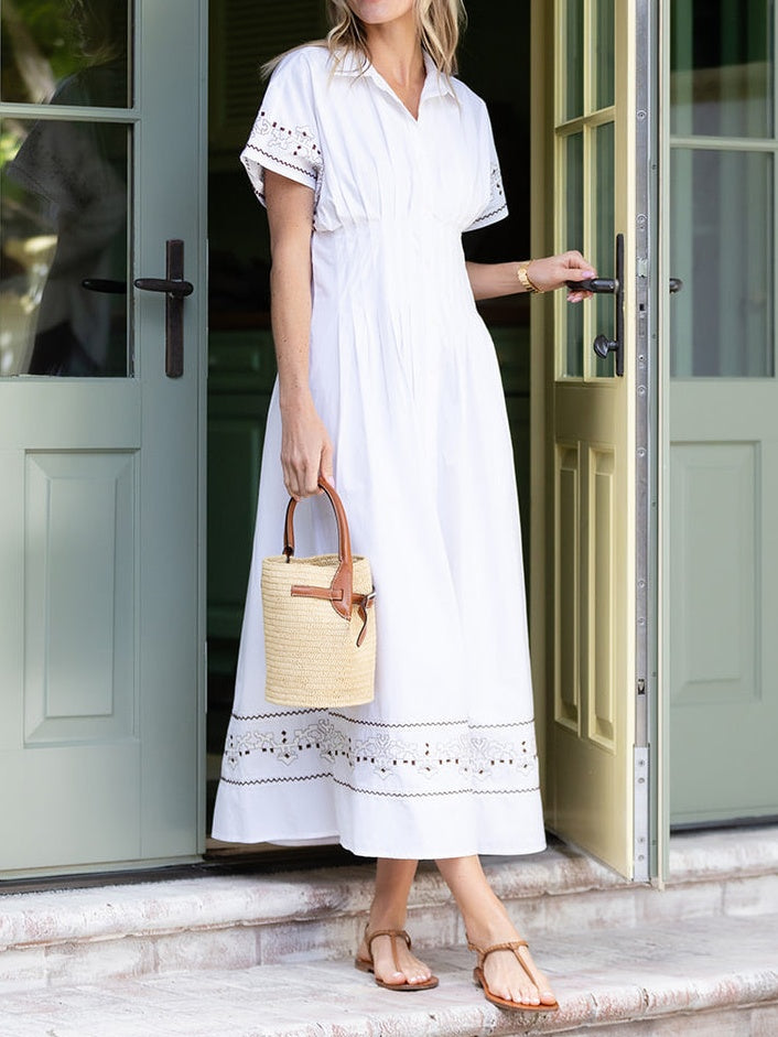 Embroidered Cotton Poplin Maxi Dress