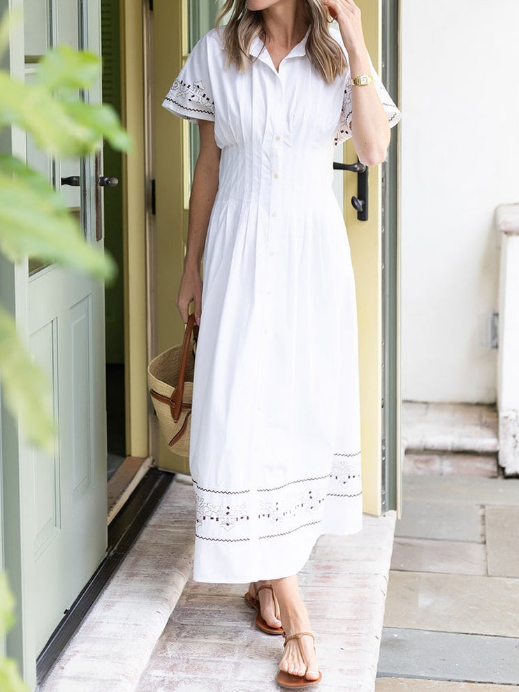 Embroidered Cotton Poplin Maxi Dress