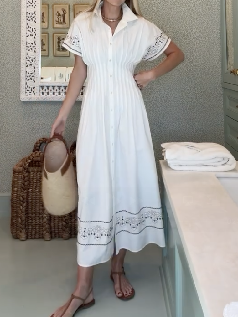 Embroidered Cotton Poplin Maxi Dress