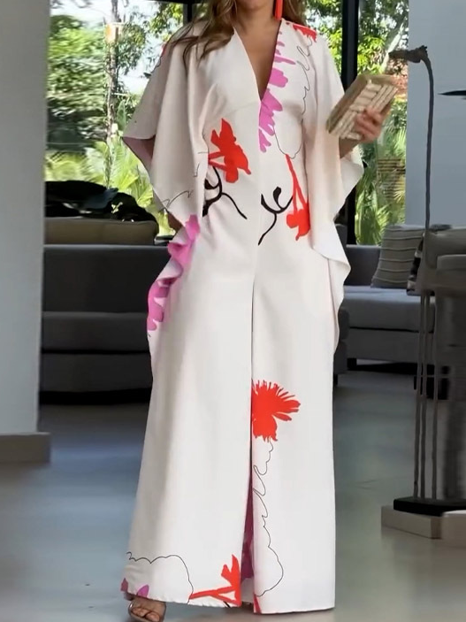 V-neck Design Slim Jumpsuit