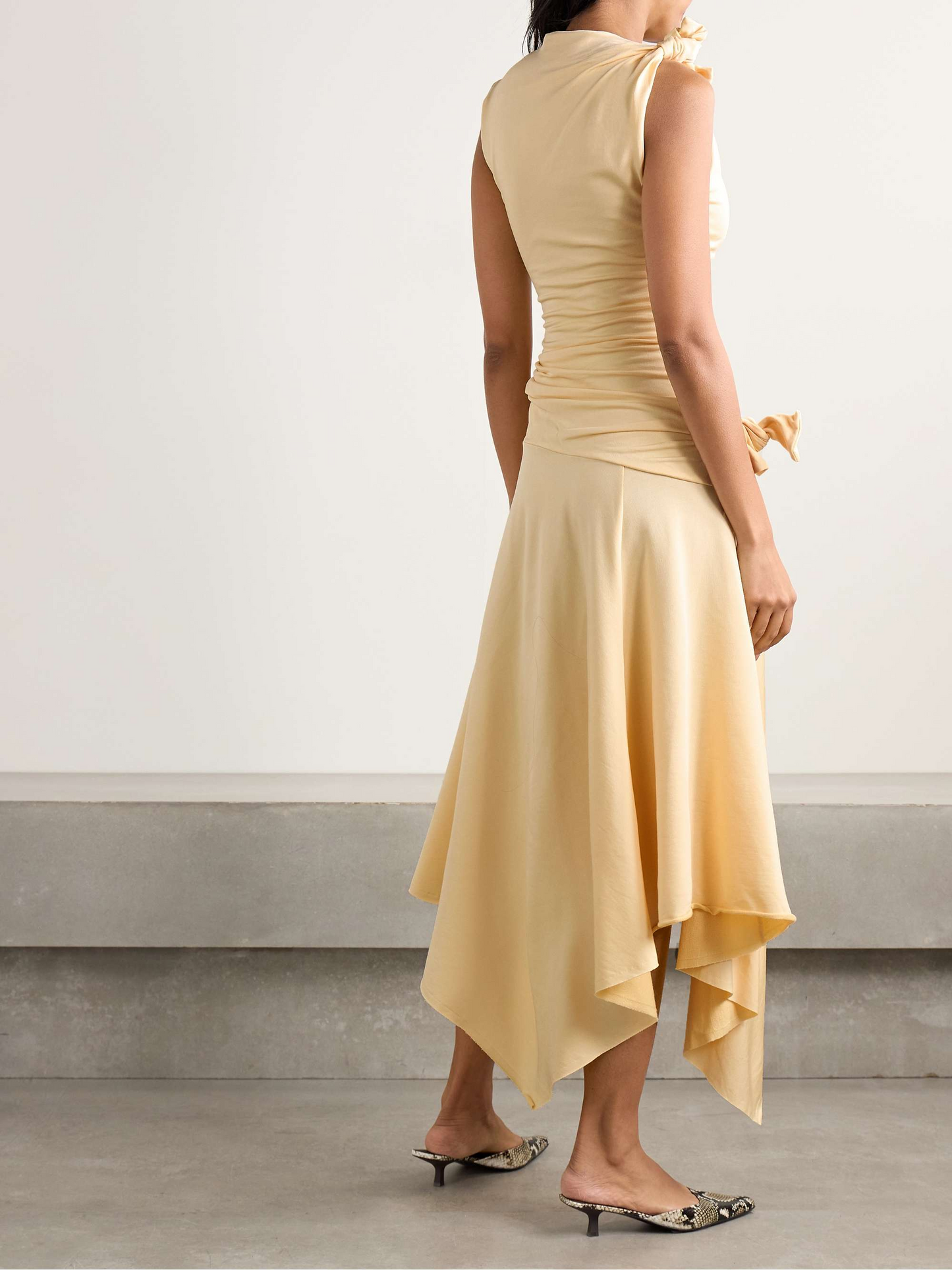Asymmetric Knotted Cutout Midi Dress