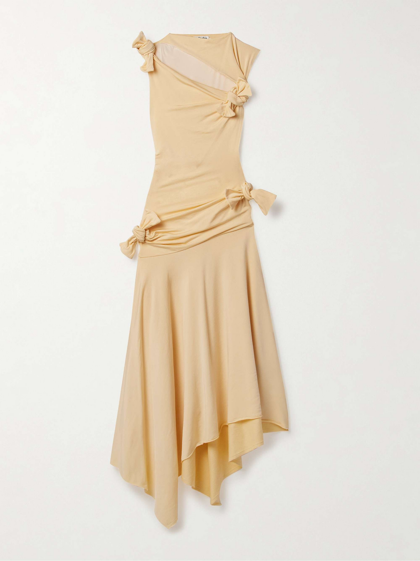 Asymmetric Knotted Cutout Midi Dress