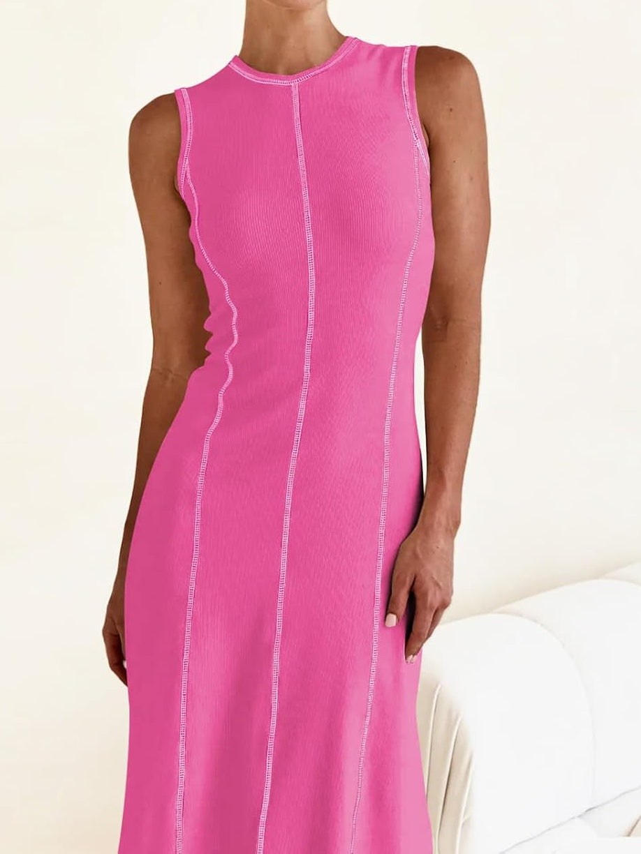 Sleek Contrast Maxi Dress