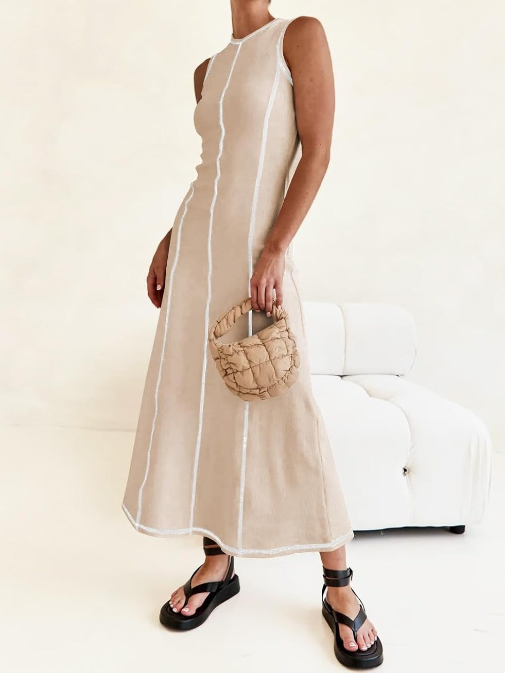 Sleek Contrast Maxi Dress