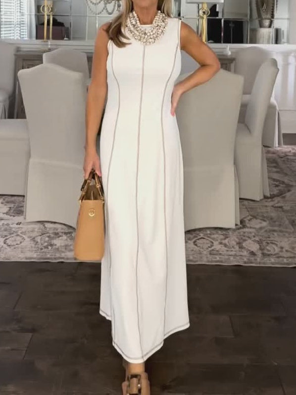 Sleek Contrast Maxi Dress