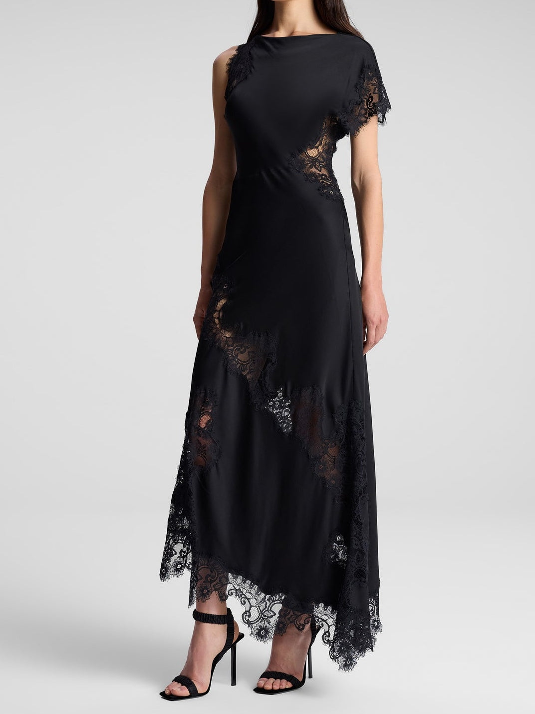 Satin Lace Maxi Dress