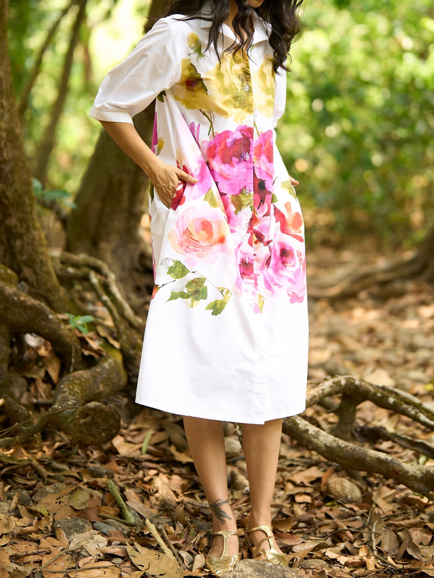 Watercolour Floral Shirt Dress
