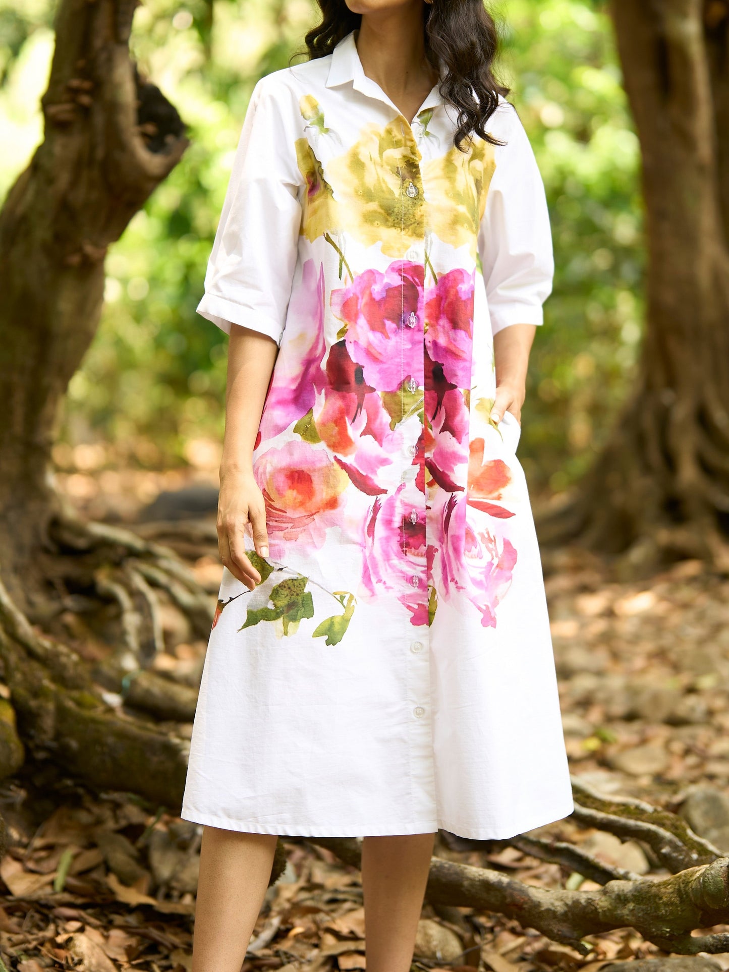 Watercolour Floral Shirt Dress