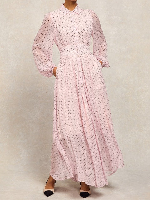 Pink Polka Dot Maxi Dress