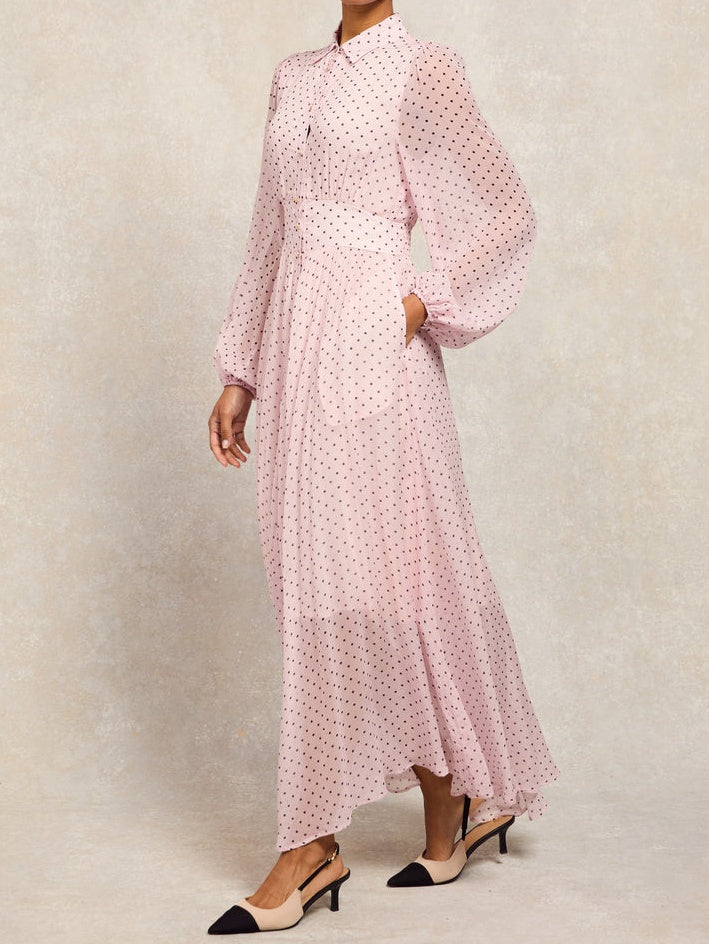 Pink Polka Dot Maxi Dress