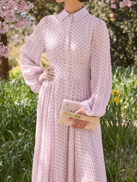 Pink Polka Dot Maxi Dress