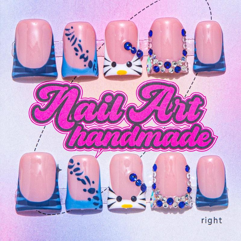 Bow & Rhinestone Decoration Design Fake Nails
