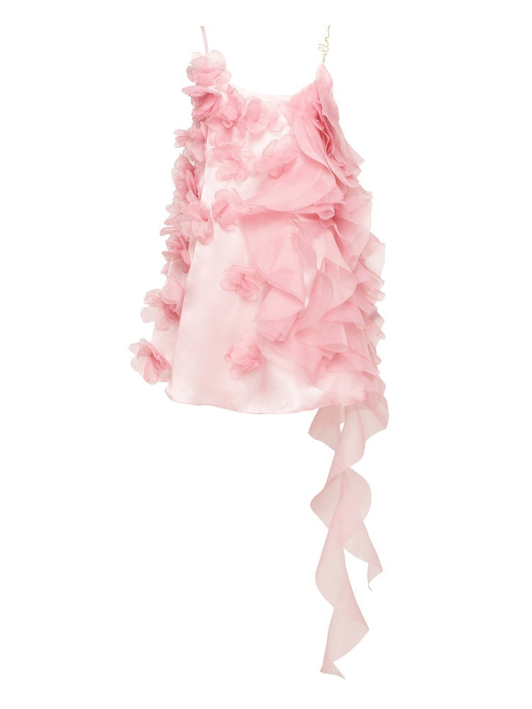 Romantic Ruffled Pink Mini Dres
