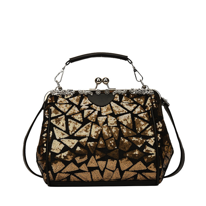Sequin Geometric Pattern Handbag