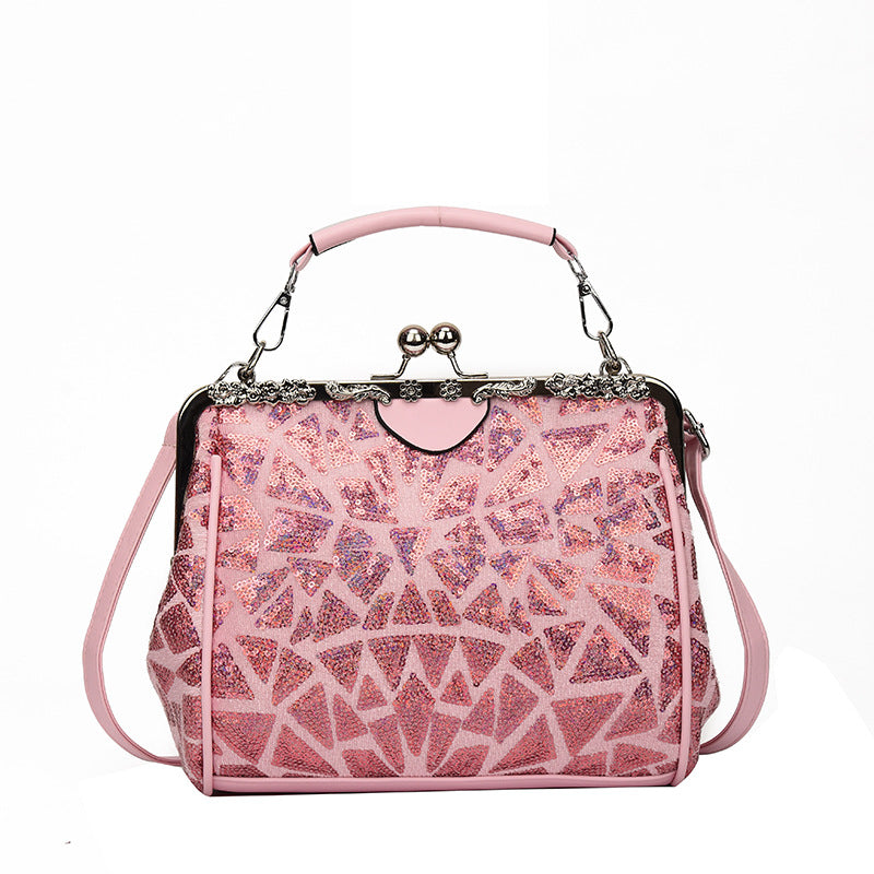 Sequin Geometric Pattern Handbag