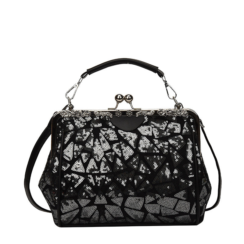 Sequin Geometric Pattern Handbag