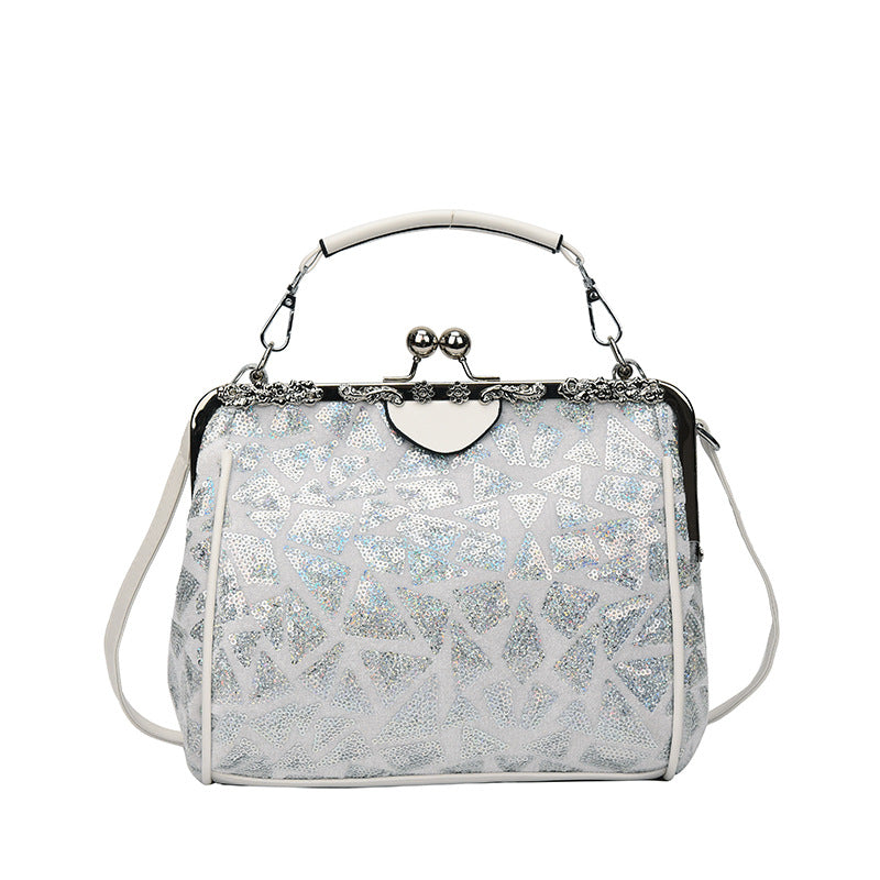 Sequin Geometric Pattern Handbag