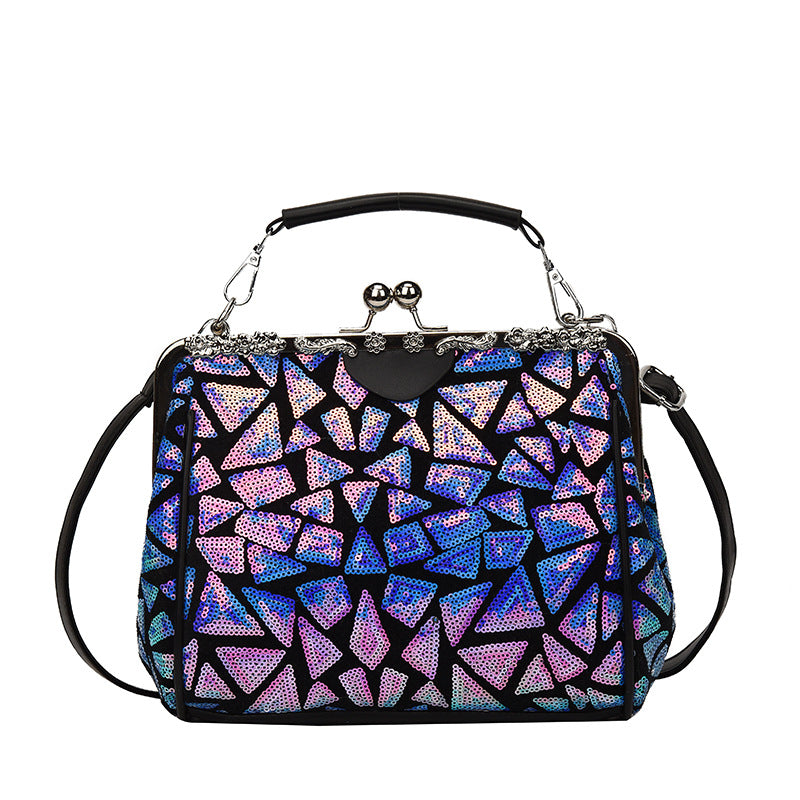 Sequin Geometric Pattern Handbag