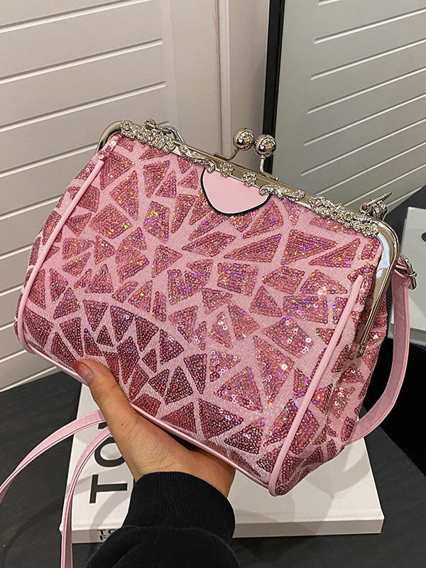 Sequin Geometric Pattern Handbag