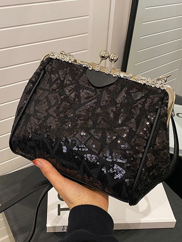 Sequin Geometric Pattern Handbag