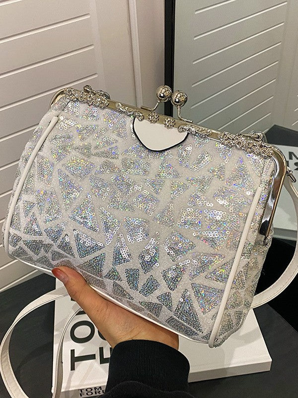 Sequin Geometric Pattern Handbag