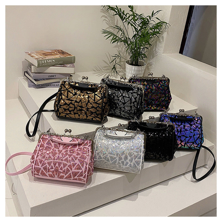 Sequin Geometric Pattern Handbag