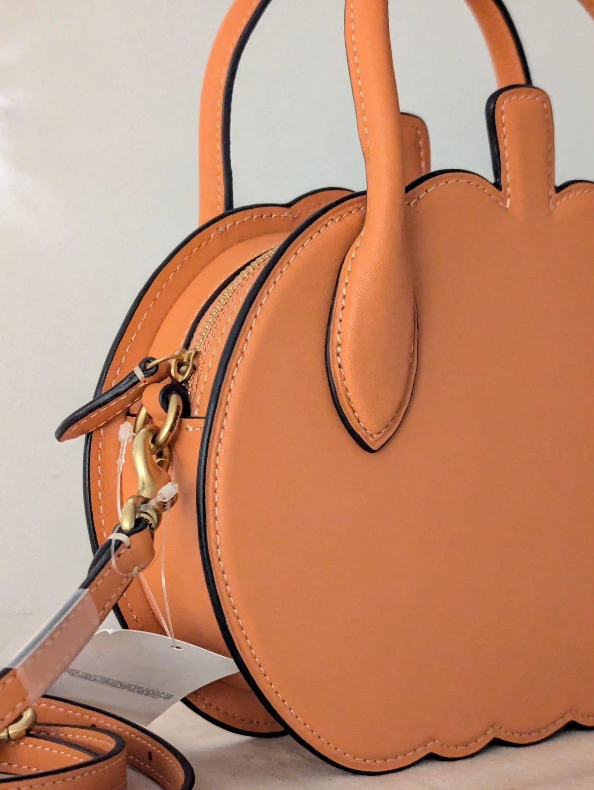 (⏰Last Day Promotion $10 OFF)-Halloween Collection Pumpkin Bag In Orange Glove Tanned Leather(Buy 2 Free Shipping✔️)