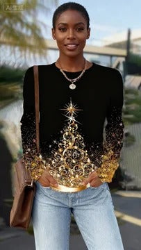 Stylish Round Neck Long Sleeve Top