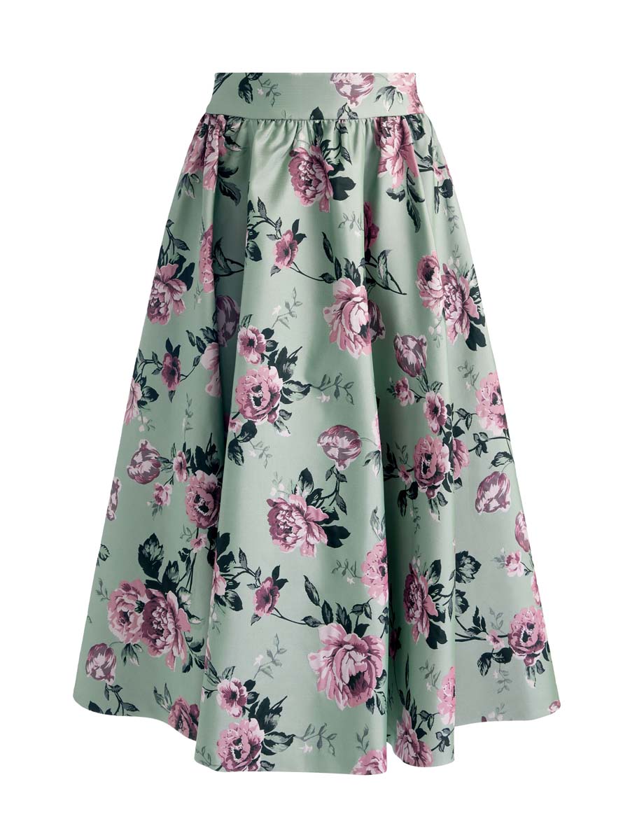 Elegant Floral Print High Waist Blazer & Skirts