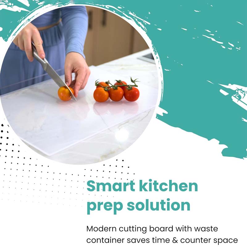 Acrylic Cutting Board With Counter Lip Waste Container Clear Cutting Boards for Kitchen Counter Non Sli