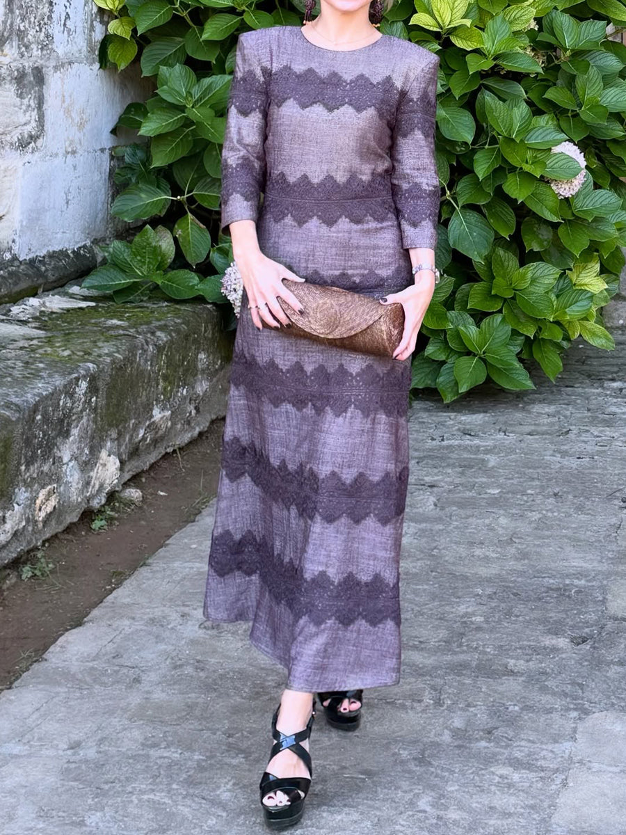 Elegant Lace Patchwork Long Sleeve Dress