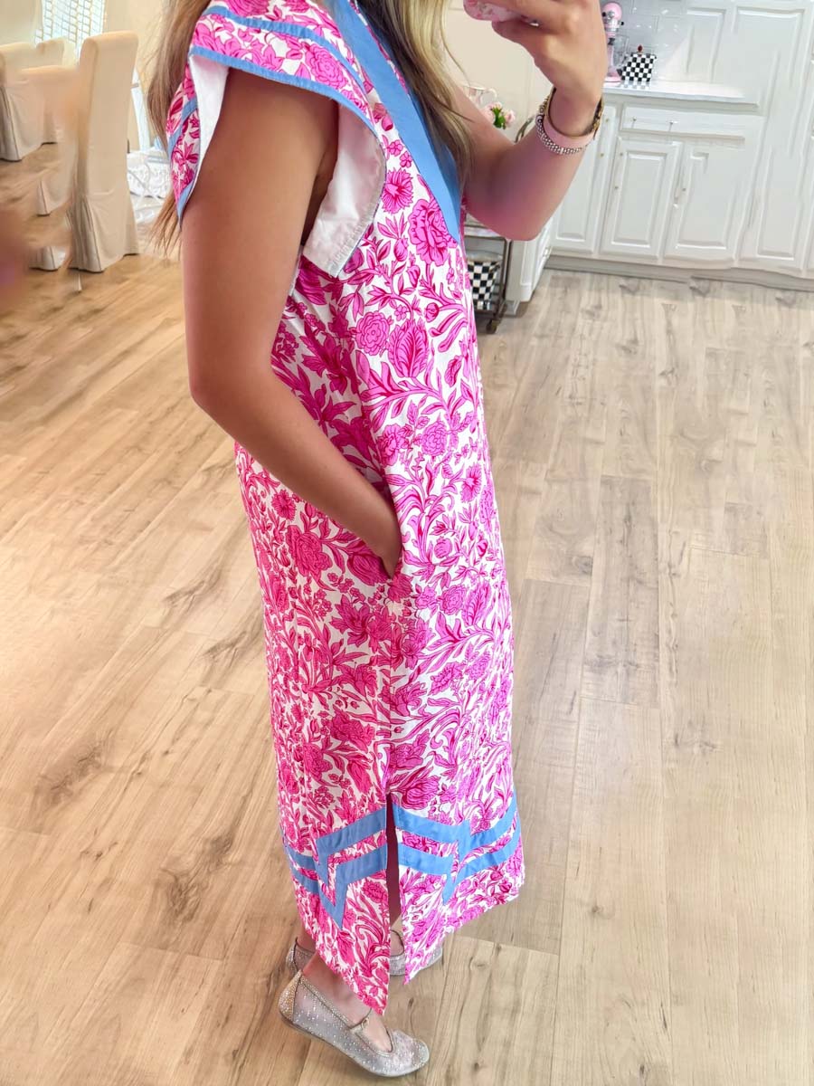 Printed Short Flutter Sleeve Maxi Dress